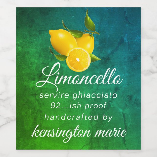 Limoncello artesanal Para Rótulo De Frasco Alto | (Rótulo Único)