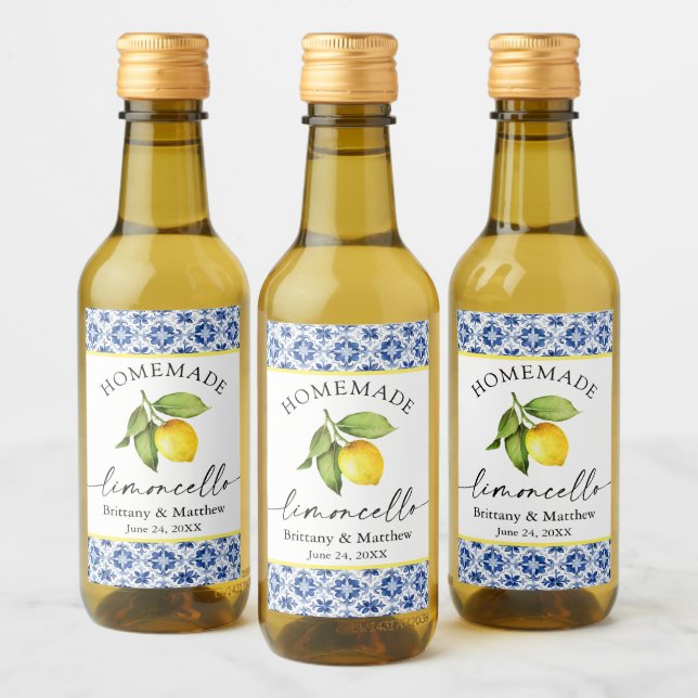 Limoncello Calliografia Aquarela Limão Azulejo Azu (Garrafas)