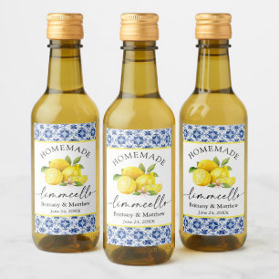 Limoncello Calliografia Aquarela Limões Azulejo Az