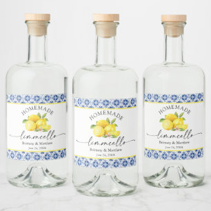 Limoncello Calliografia Azul Azulejo Aquarela Limõ