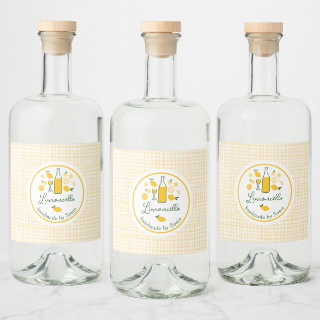 Limoncello Lemonade Lemon Gingham Manuscrito (Garrafas)