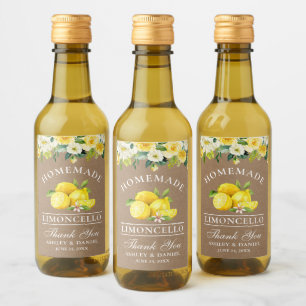 Limoncello Lemons Kraft Floral Mini Rótulos de Gar