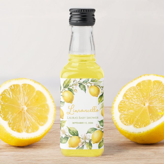 Limoncello Limões Favor de Chá de Bebê em Aquarela (Criador carregado)