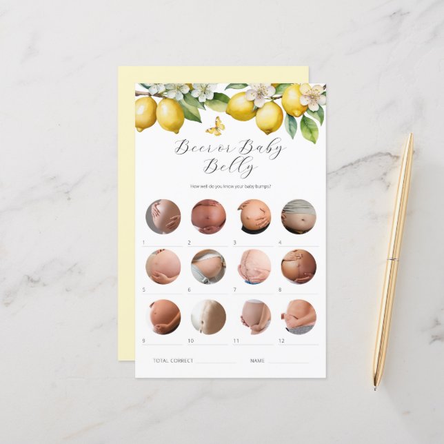 Limons Beer ou Baby Belly Jogo de Chá de fraldas (Frente/Verso In Situ)