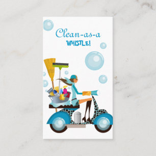 Limpando Cartão de visita Patinete Rapariga Azul 