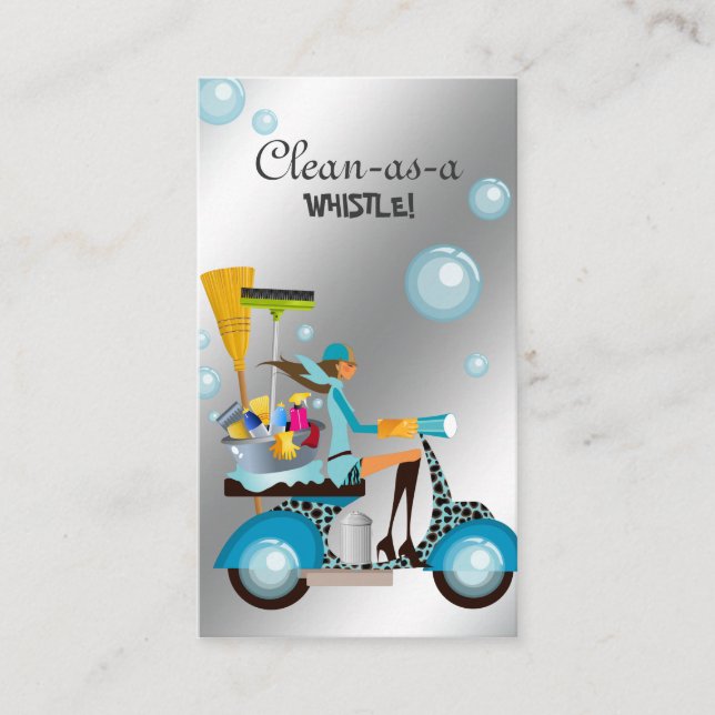 Limpando prata Patinete Cartão de visita (Frente)