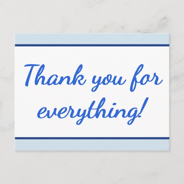 Limpo "Obrigado por tudo!" Cartão Postal (Frente)