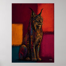 Lince Expressionista em Campos de Cores Poster Abs