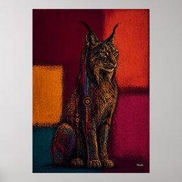 Lince Expressionista em Campos de Cores Poster Abs