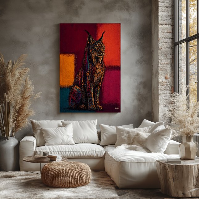 Lince Expressionista em Campos de Cores Poster Abs (Criador carregado)