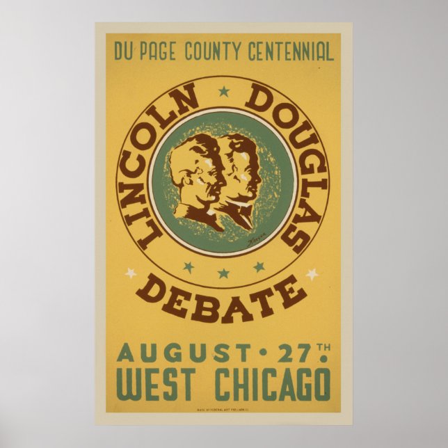 Lincoln Douglas Debate Vintage WPA Poster (Frente)