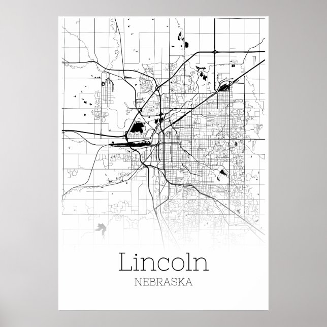 Lincoln Map - Nebraska - City Map Poster (Frente)