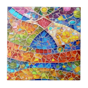 Linda Abstrato do Arco-Íris Faux Arte do Mosaico