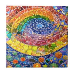 Linda Abstrato do Arco-Íris Faux Arte do Mosaico