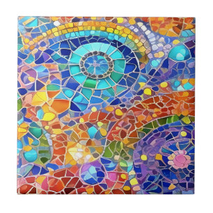 Linda Abstrato do Arco-Íris Faux Arte do Mosaico