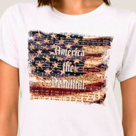 Linda América - Camiseta Patriótica Feminina