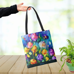 Linda Aquarela Floral Personalizada Tote Bag