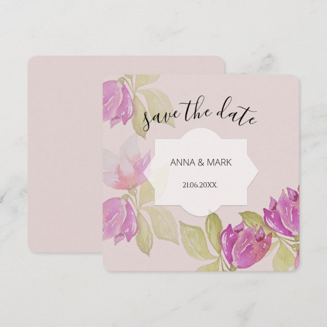 Linda Aquarela Flores Rosa-Rosa pintadas à mão (Frente/Verso)