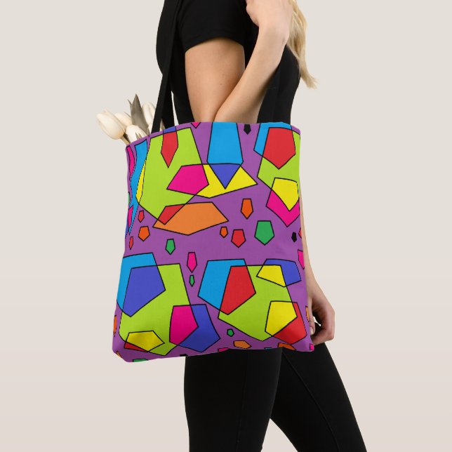Linda bolsa de tote de cores grandes e crus em rox (Close Up)