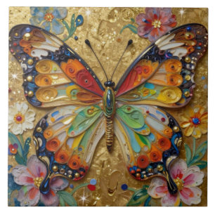 Linda Borboleta e Flores em Impasto