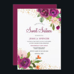 Linda Burgundy Rosa Floral Sweet 16 Convite<br><div class="desc">Linda Burgundy Rosa Floral Sweet 16 Convite Ver coleção correspondente em Niche e Nest Store</div>
