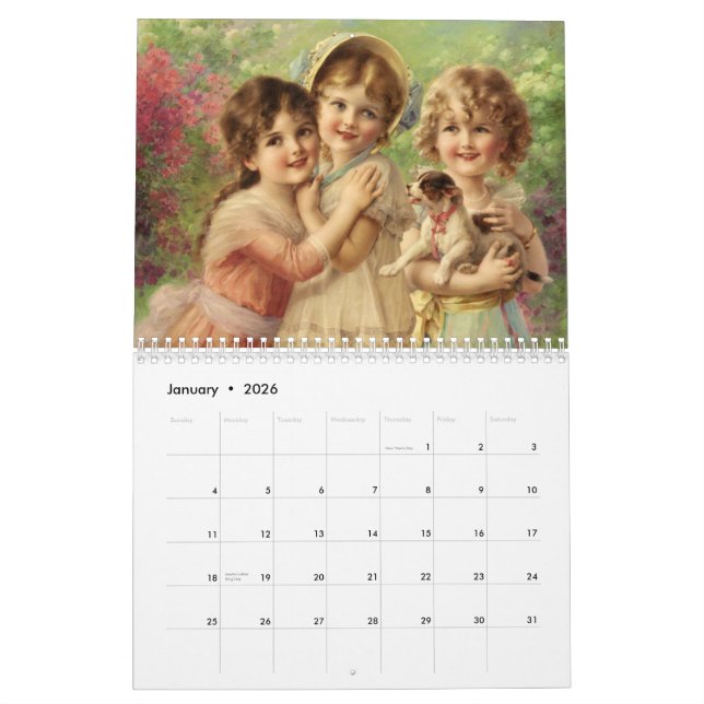 Linda calendário de pinturas femininas vitorianas (Jan 2026)