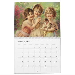 Linda calendário de pinturas femininas vitorianas