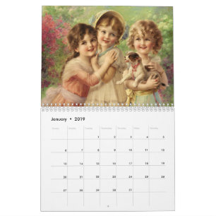 Linda calendário de pinturas femininas vitorianas