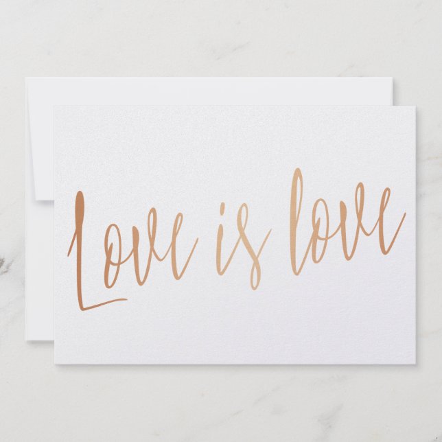 Linda caligrafia rosa de ouro "Amor é amor" (Frente)