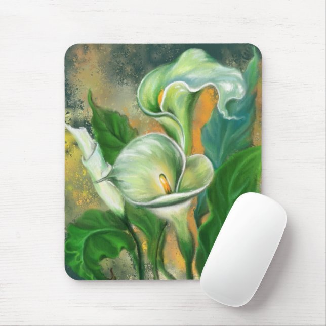 Linda Calla Lily Fllower Pinting Mouse Pad (Com mouse)