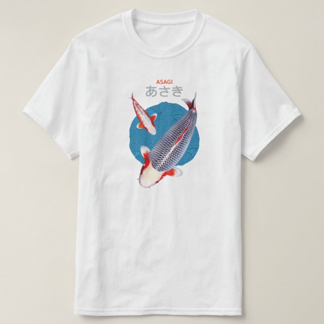Linda Camiseta Asagi Koi Fish - Elegante (Frente do Design)