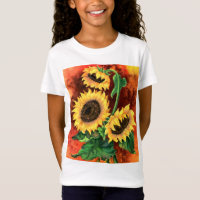 Linda Camiseta de Três Girassóis - Pintura
