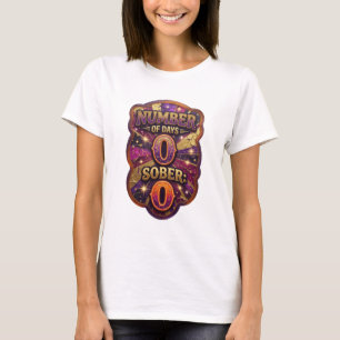 Linda Camiseta Gráfica em Ouro NÚMERO DE DIAS SÓBR