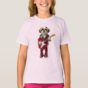 Linda camiseta infantil de Shih Tzu estrela do roc