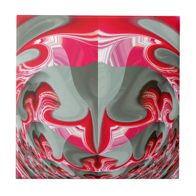 Linda cinza de cinzas vermelhas motif geométrico A (Frente)