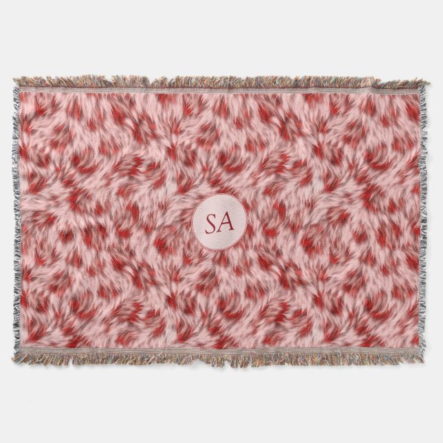 Linda Coberta Monogramada Vermelha e Rosa (Frente)