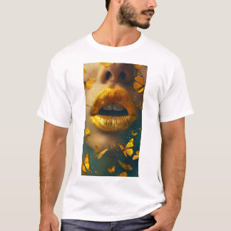 Linda criativa brilhante Lábios amarelas, camiseta
