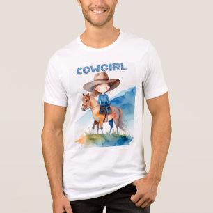 Linda Desenho de Aquarela de Garota Cowgirl Montan