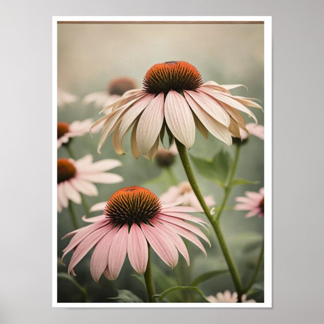 Linda Echinacea Flor Poster Wall Art (Frente)