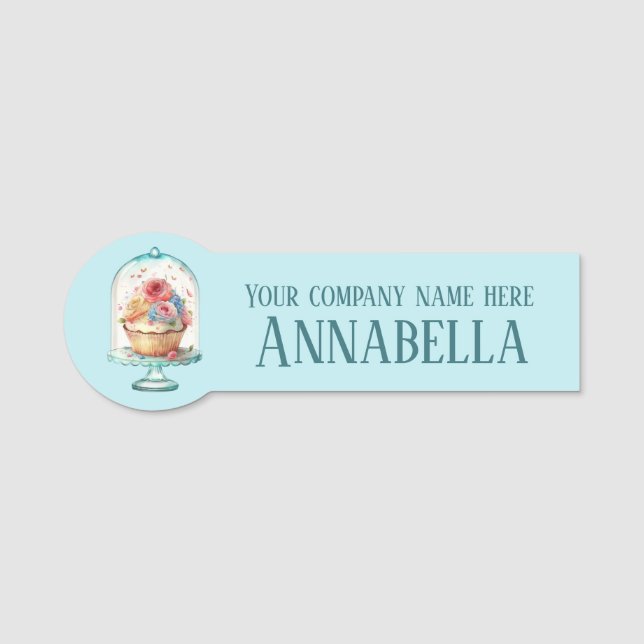 Linda etiqueta de nome de funcionário de cupcake d (Frente)