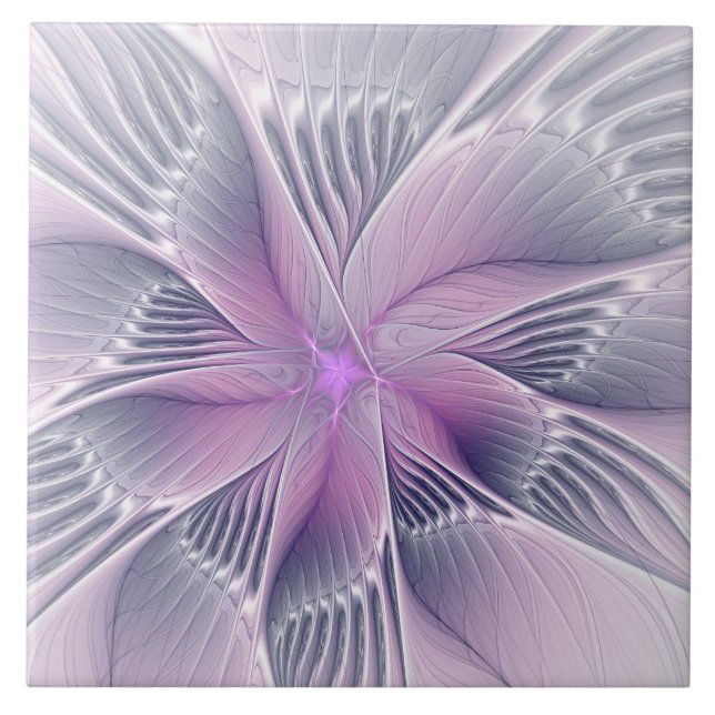 Linda Flor Rosa Arte Abstrato Fractal Moderno (Frente)