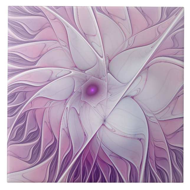 Linda Flor Rosa Moderna Abstrato, Arte Fractal (Frente)