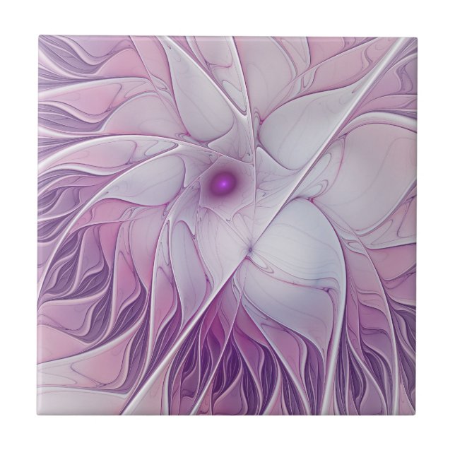 Linda Flor Rosa Moderna Abstrato, Arte Fractal (Frente)