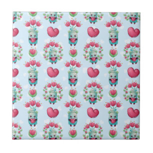 Linda Floral Mason Jar Hearts Pattern