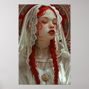 Linda garota com Poster de flores