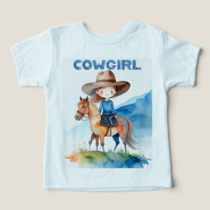 Linda Garota Cowgirl Montando Cavalo Design Aquare