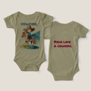 Linda Garota Cowgirl Montando Cavalo Design Aquare