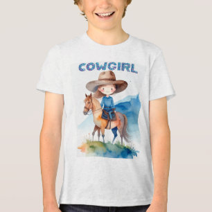 Linda Garota Cowgirl Montando Cavalo Design Aquare