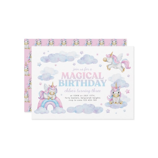 Linda Garota de Convite de Primeiro Aniversário do (Frente/Verso In Situ)