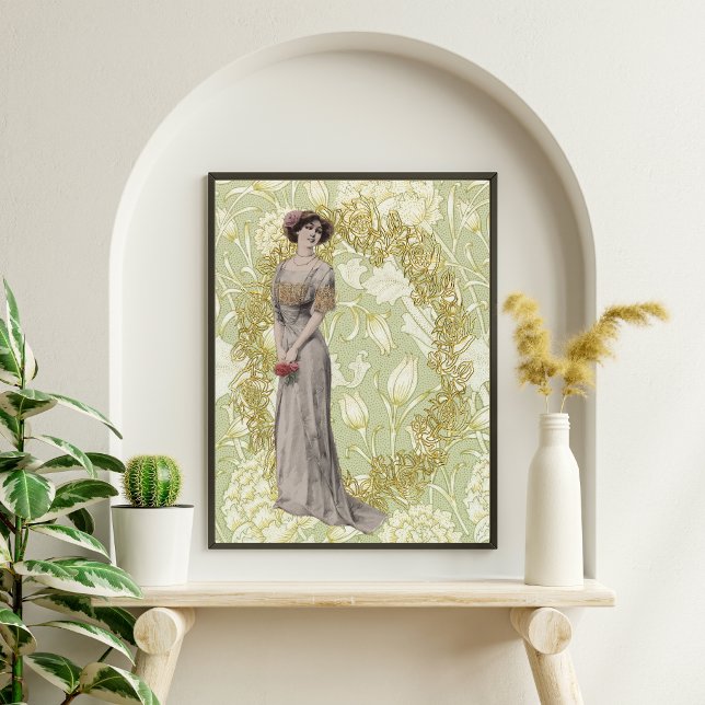 Linda garota e flores: Papel de Tecido de Decoupag (Criador carregado)